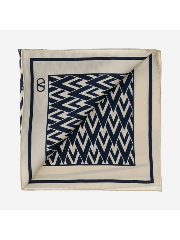 V Logo Jacquard Pattern Silk Scarf