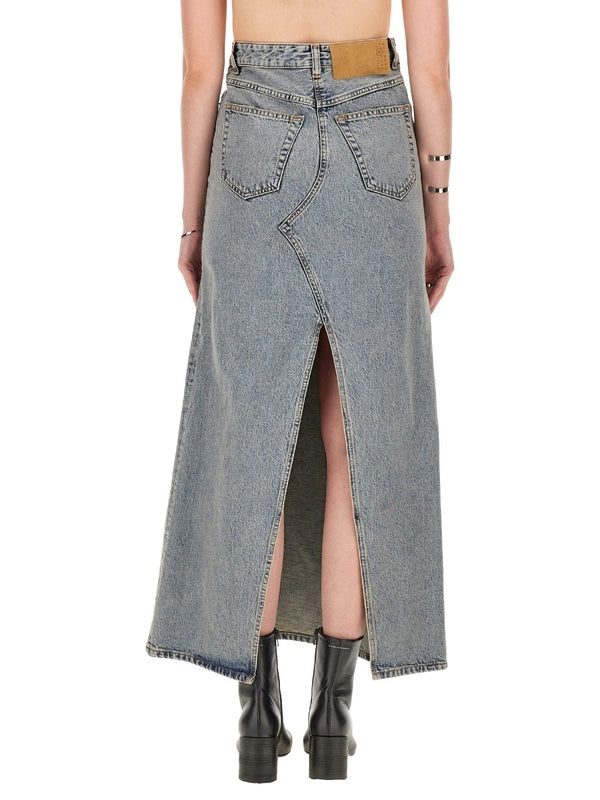 5-pocket Denim Long Skirt