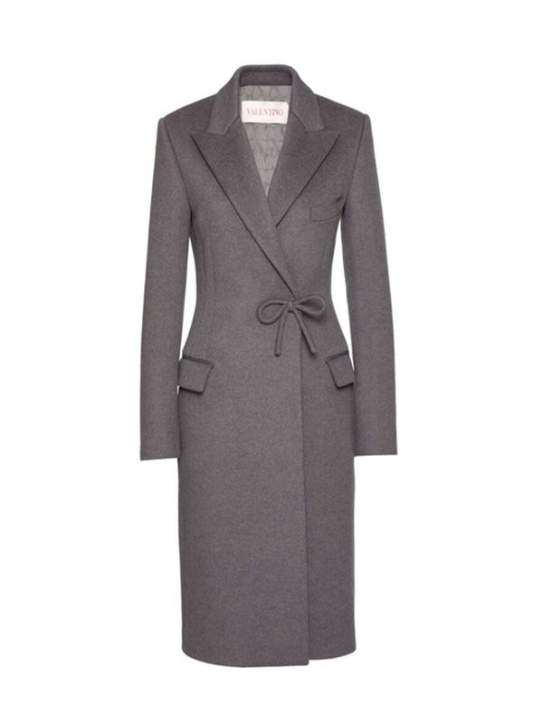 VALENTINO - Bow Detail Wool Cashmere Coat - Jente