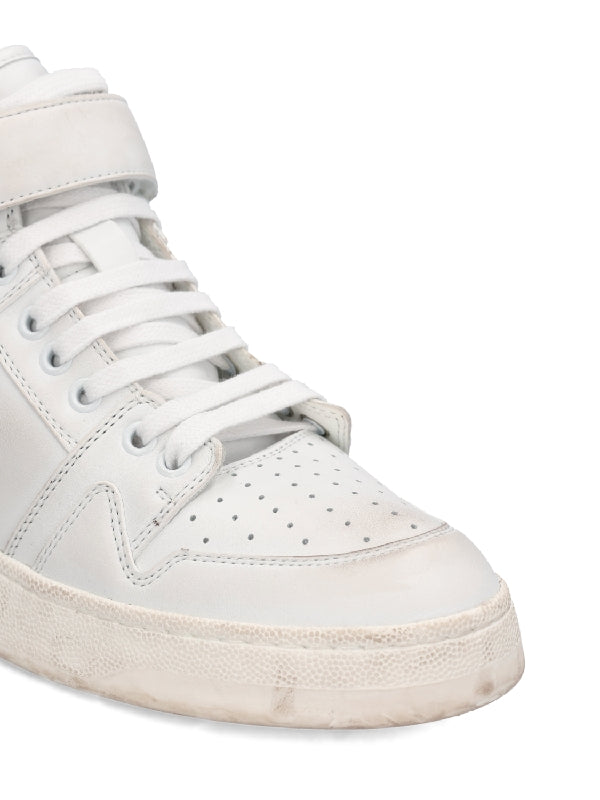 Vintage Leather Velcro High Top Sneakers