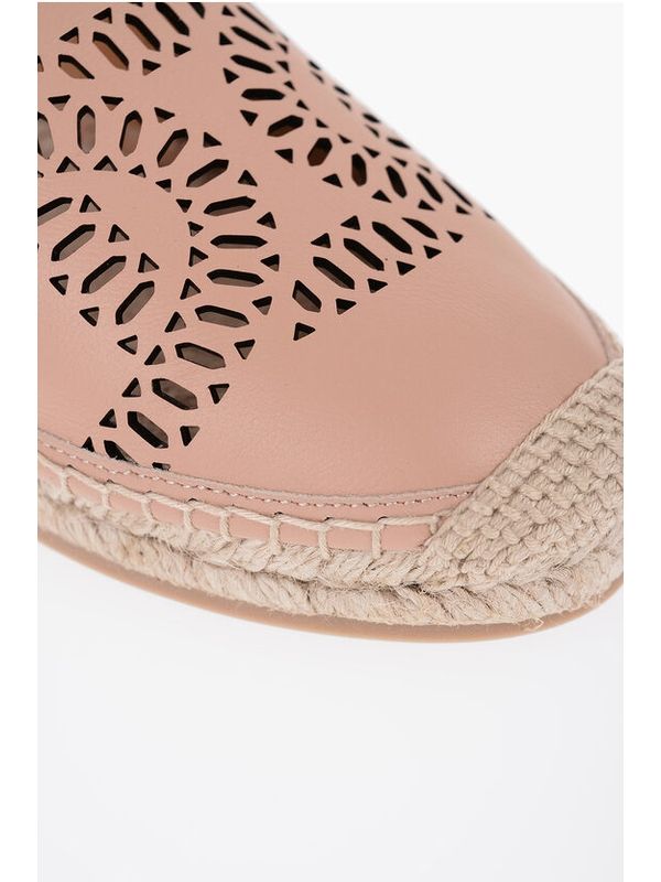 Logo Openwork Leather Espadrilles