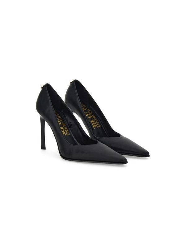 Back Metal Accent Calfskin Pump Heels