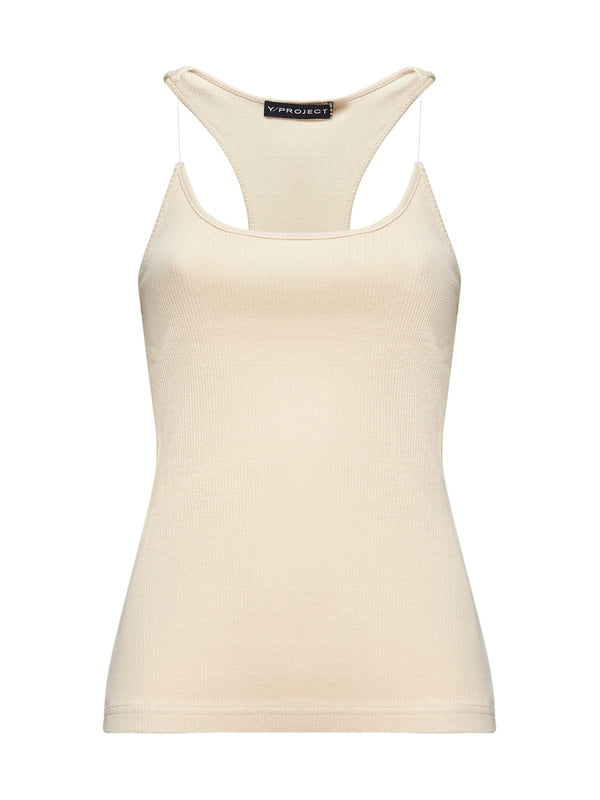 Beige Cotton Tank Top