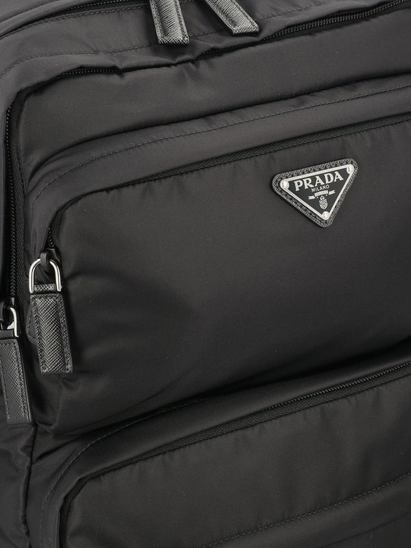 Triangle Logo Re-nylon Saffiano Leather
  Backpack