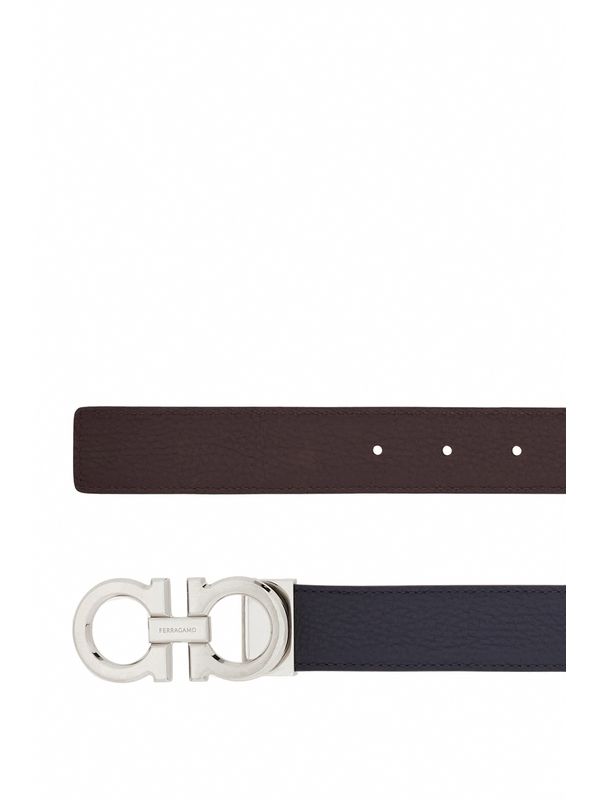 Gancini Buckle Reversible Leather Belt