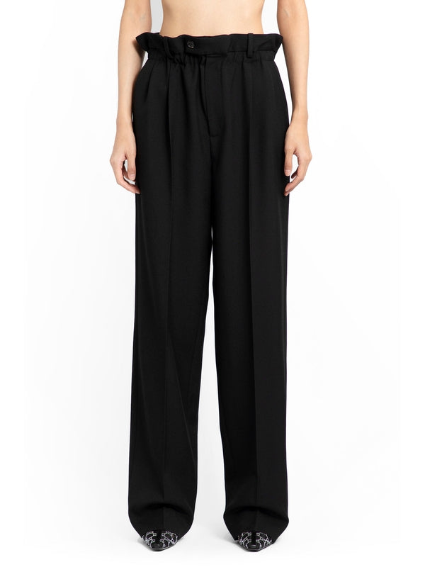 Black Wool Wide Pants