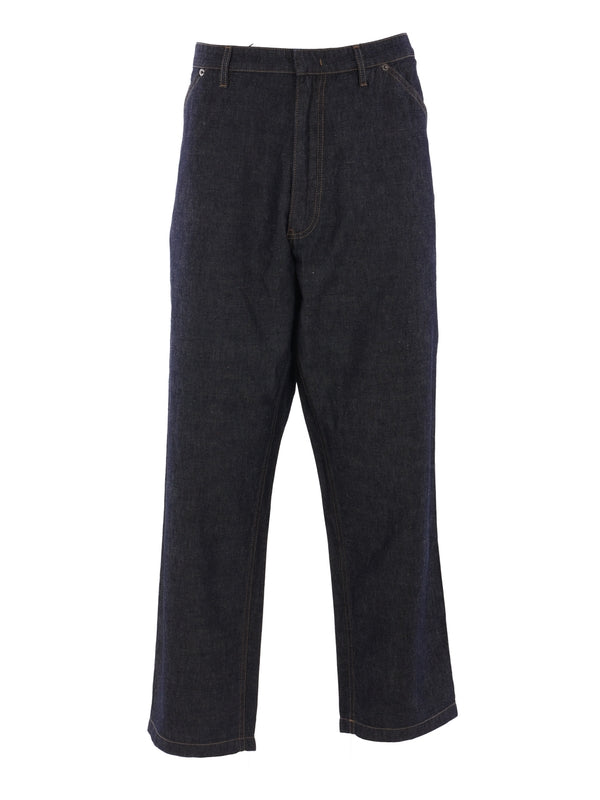 Back Triangle Logo Cotton Linen Denim Pants