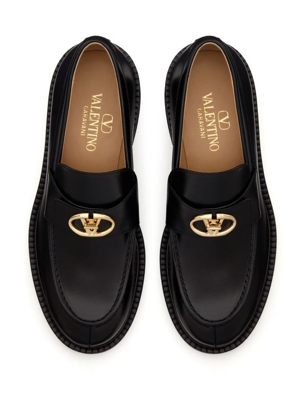 V Logo Leather Loafer