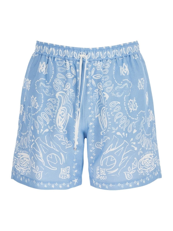 Paisley Pattern Drawstring Banded Shorts