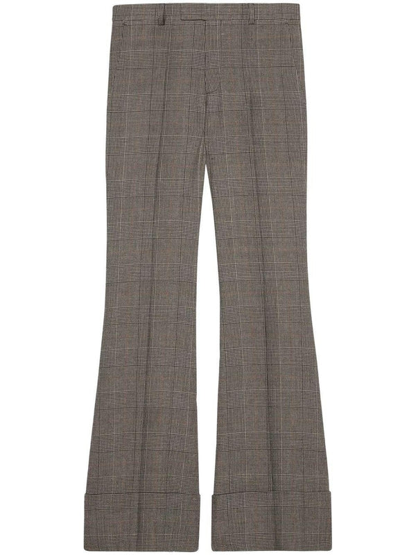 Check Wool Linen Pants