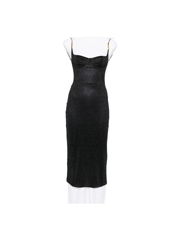 Oseree Black Midi Dress