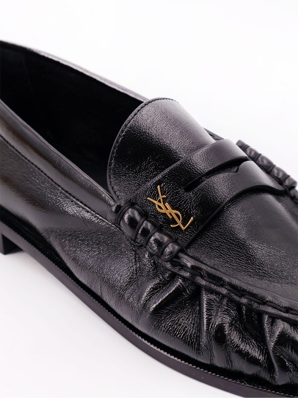 Cassandra Logo Leather Penny Loafers