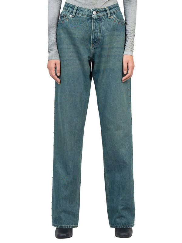 Crowd Button Stud Denim Pants