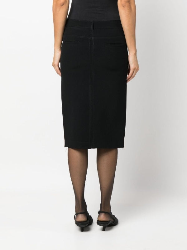 Front Zipper Midi Skirt