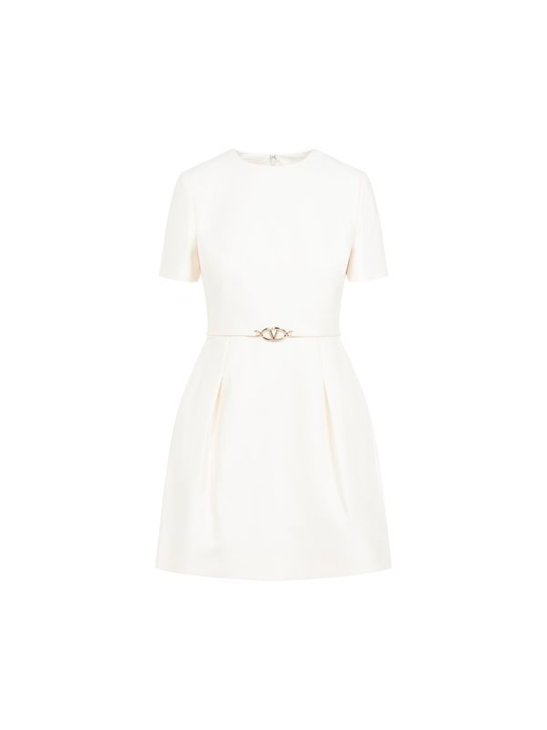 V Logo Wool Silk Mini Dress