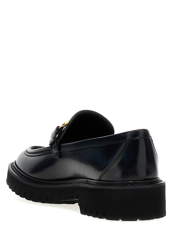 V Logo Decorative Leather
  Loafers