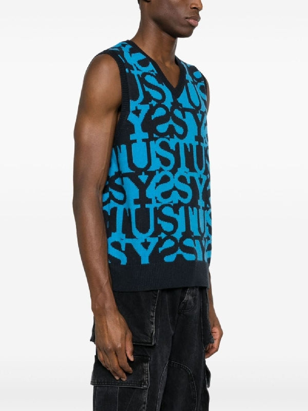 Allover Logo Jacquard Knit Vest