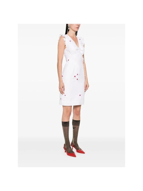 Flower Embellished Bow Detail Midi Dress