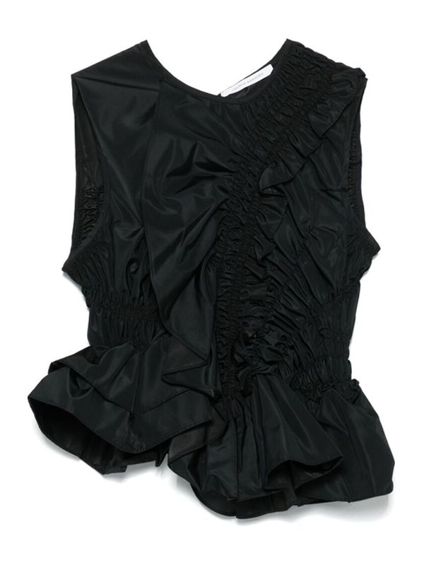 Ruffle Asymmetric Sleeveless
  Top