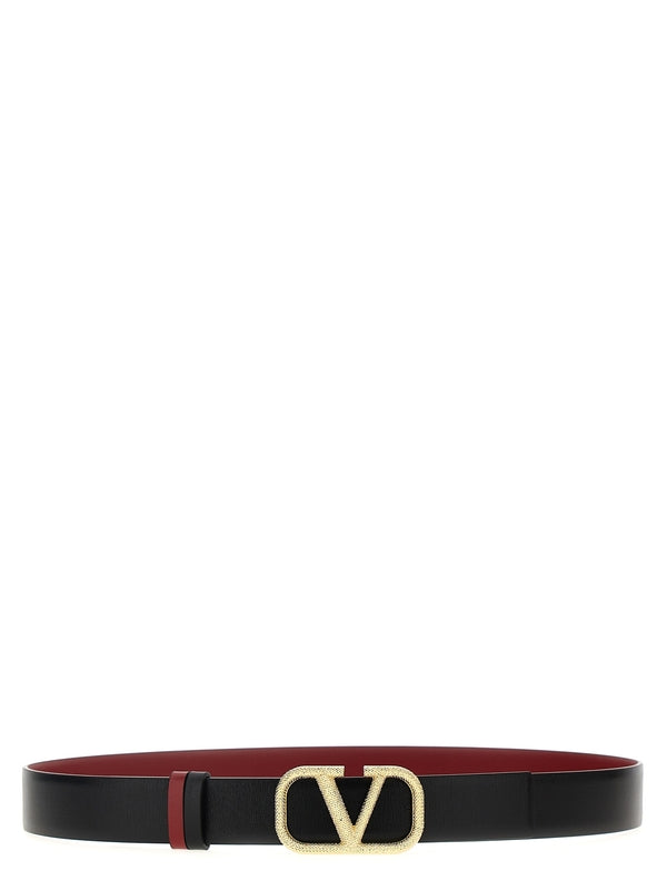 V Logo Reversible Leather Belt