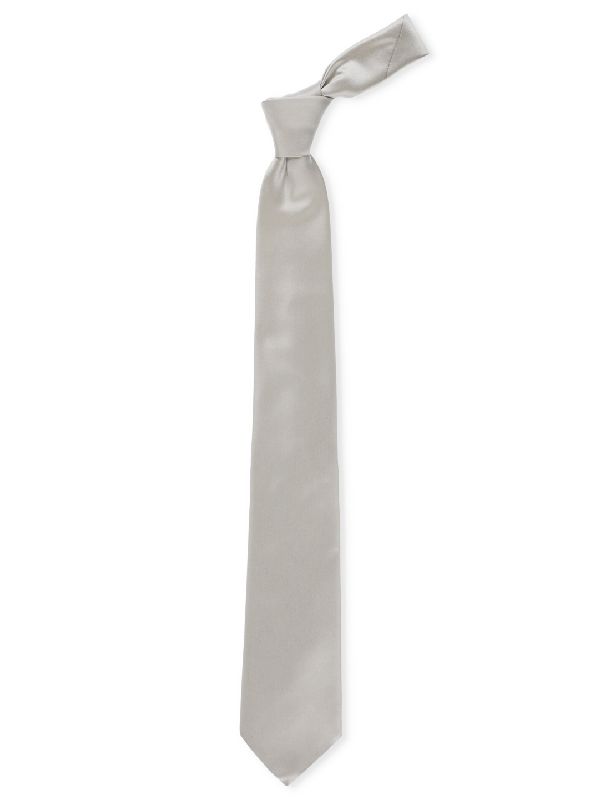 Shiny Silver Silk Necktie