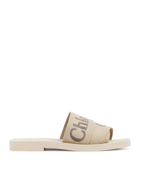 Woody Logo Linen Slide