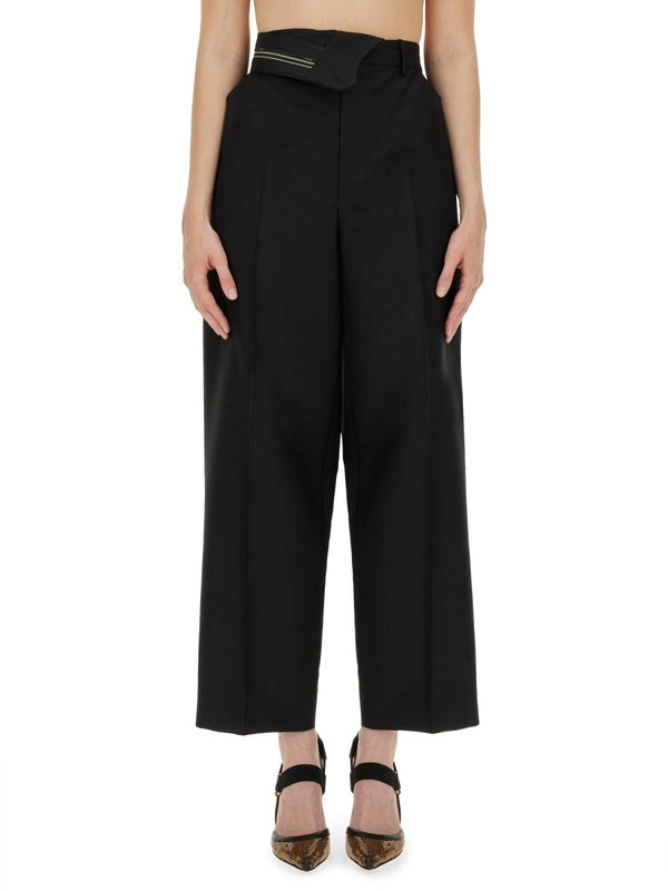 Asymmetrical Detail Mohair Wool Pants