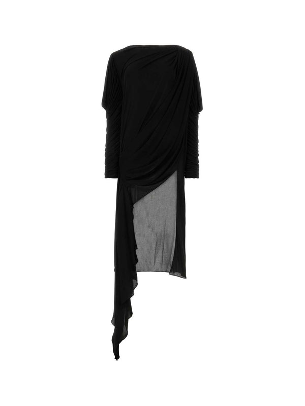 Black Asymmetric Crepe Dress