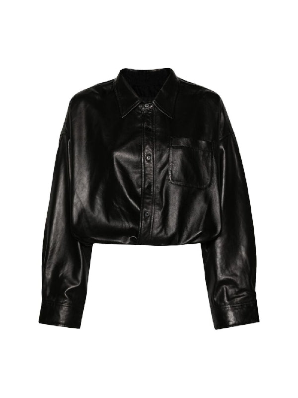 Crossover Utility Bubble Leather Jacket