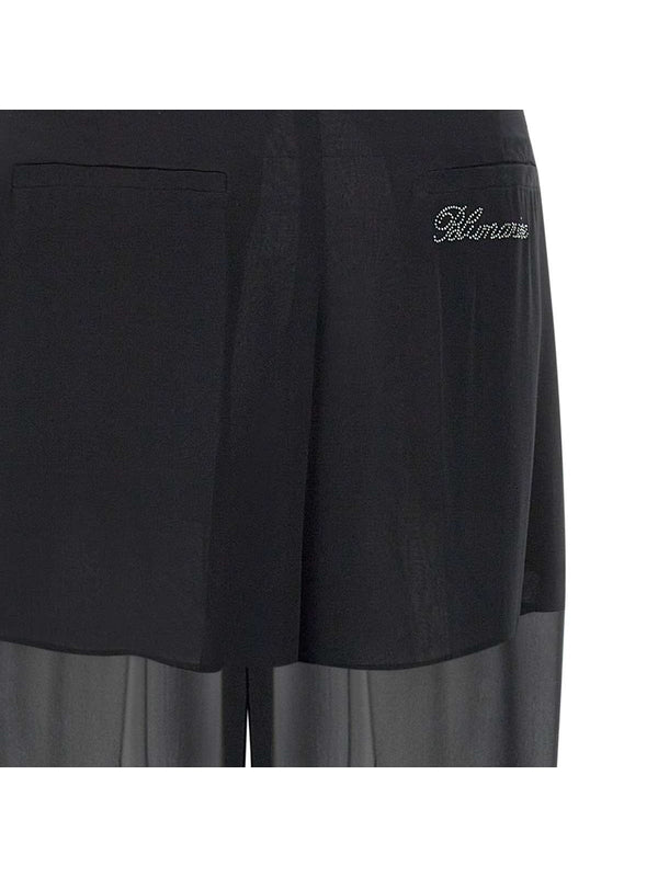 Logo Detail Layered Silk Pants