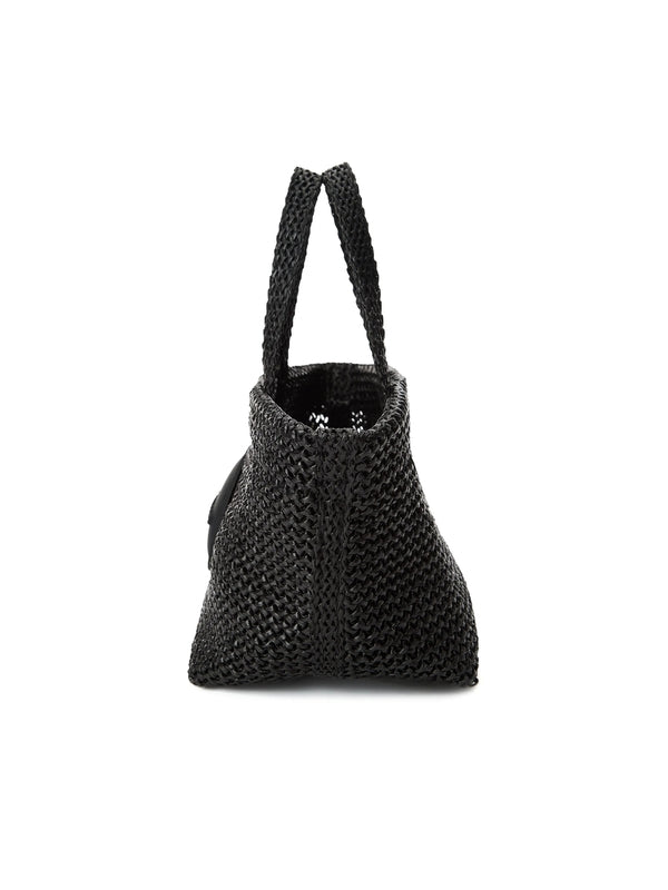 Logo Patch Raffia Small Tote
  Bag