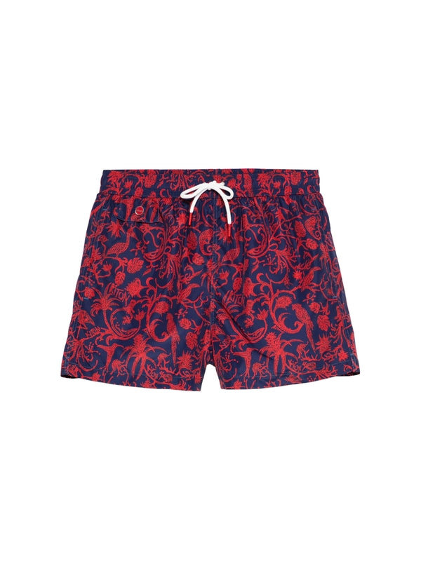 Drawstring Flower Printing Swim Shorts