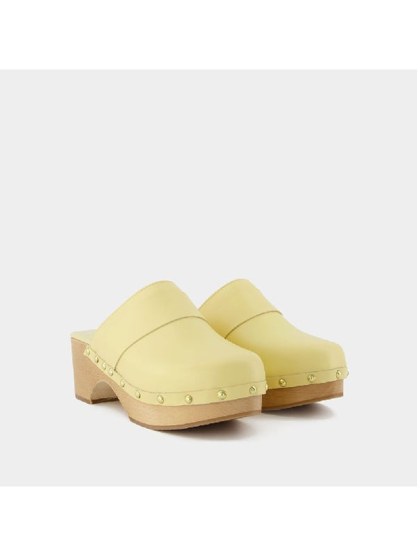 Bibi Leather Wood Platform Clog