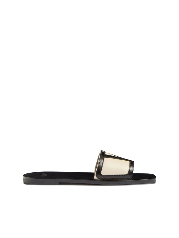 Valentino Black Beige Slides