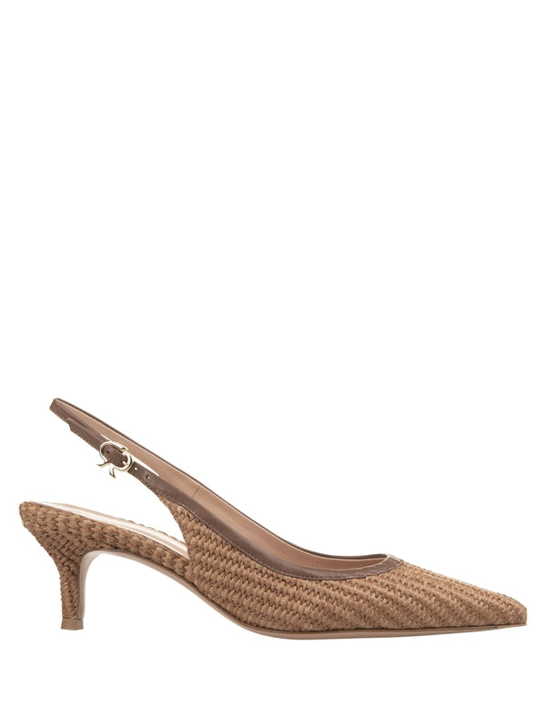 Woven Raffia Slingback Heel