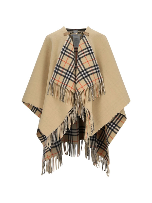 Check Reversible Fringe Cape