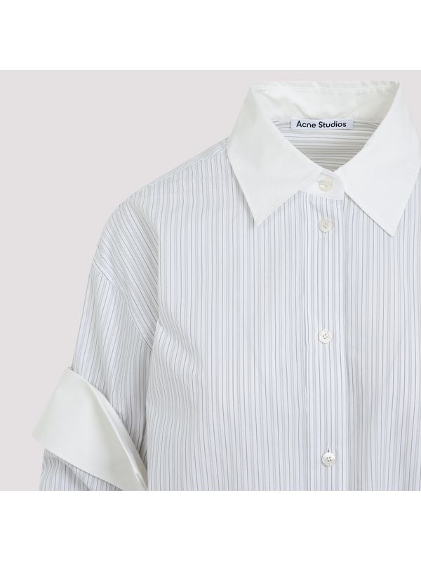 Pinstripe Cuff Detail Cotton Shirt