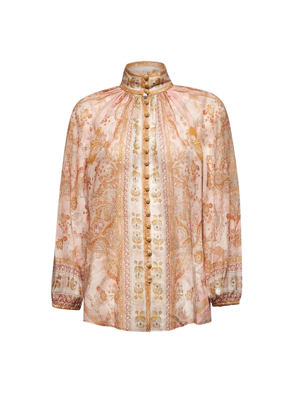 Acacia High Neck Flower Pattern Blouse