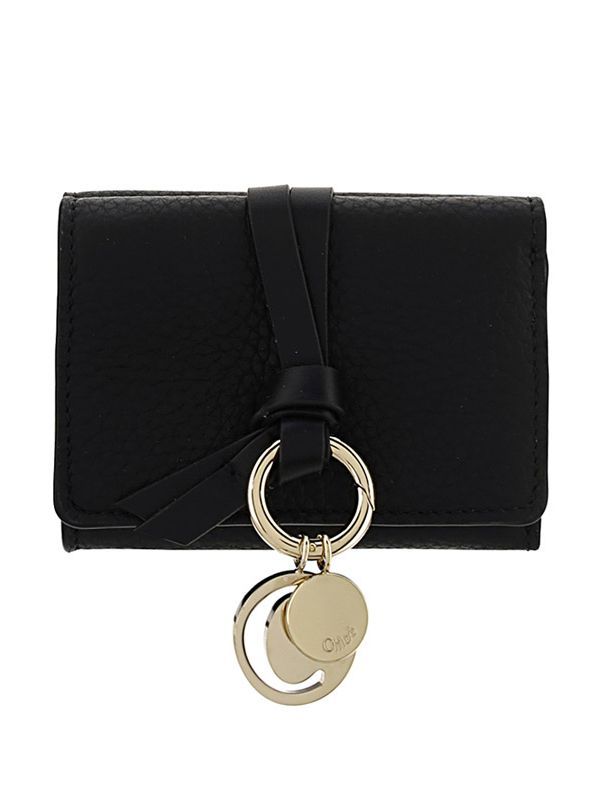 Alphabet Logo Charm Leather Wallet