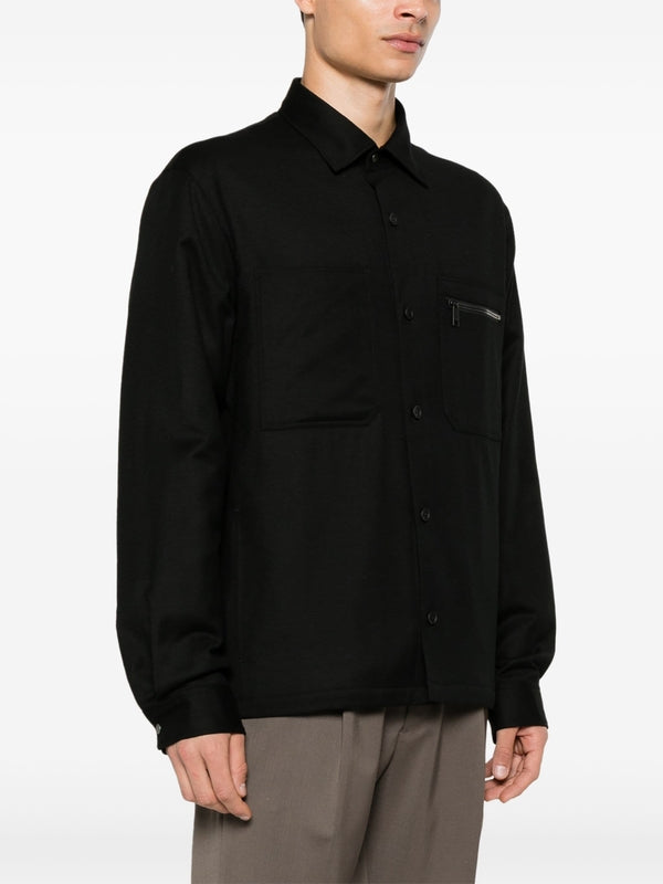 Zipper Pocket Wool Shirt