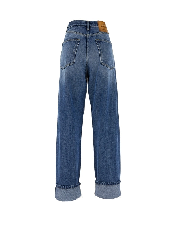 Back Logo Patch Straight Denim Pants