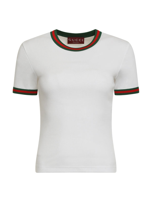 Web Detail Cotton Short-Sleeve T-Shirt