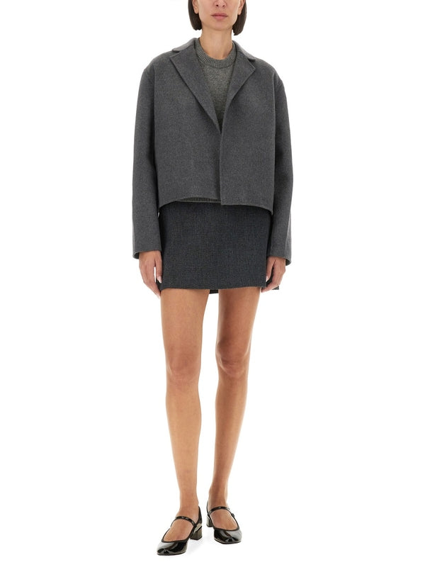 Grey Wool Blend Mini Skirt