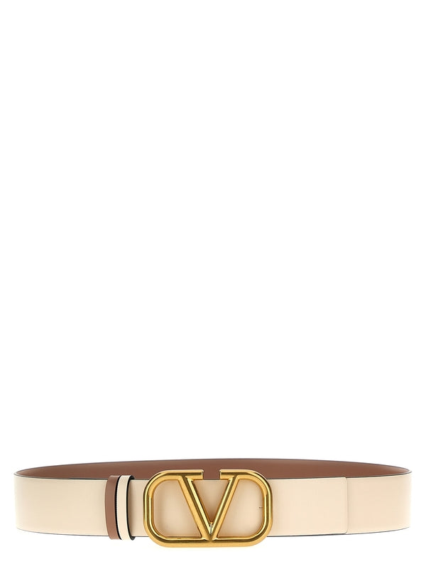 V Logo Reversible Leather Belt