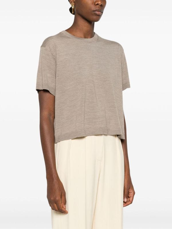 Wool Crop Short Sleeve Knit