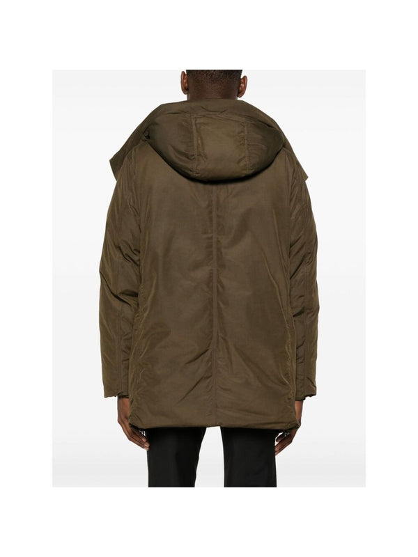 Drawstring Nylon Hoodie Parka