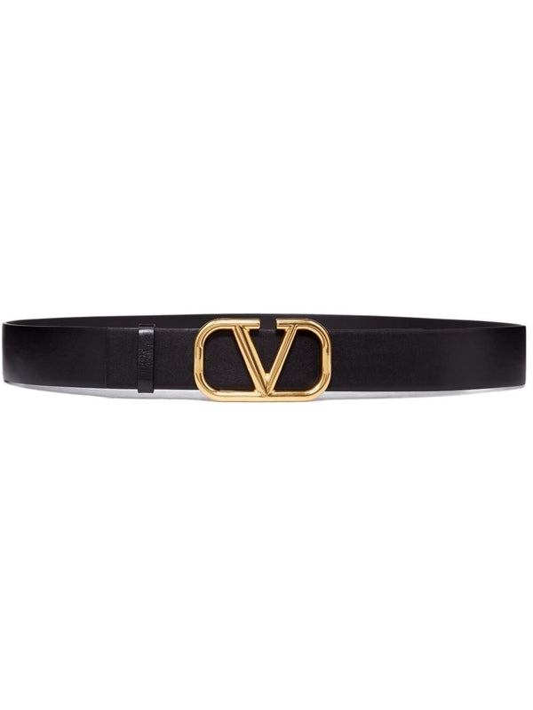 V Logo Leather Belt