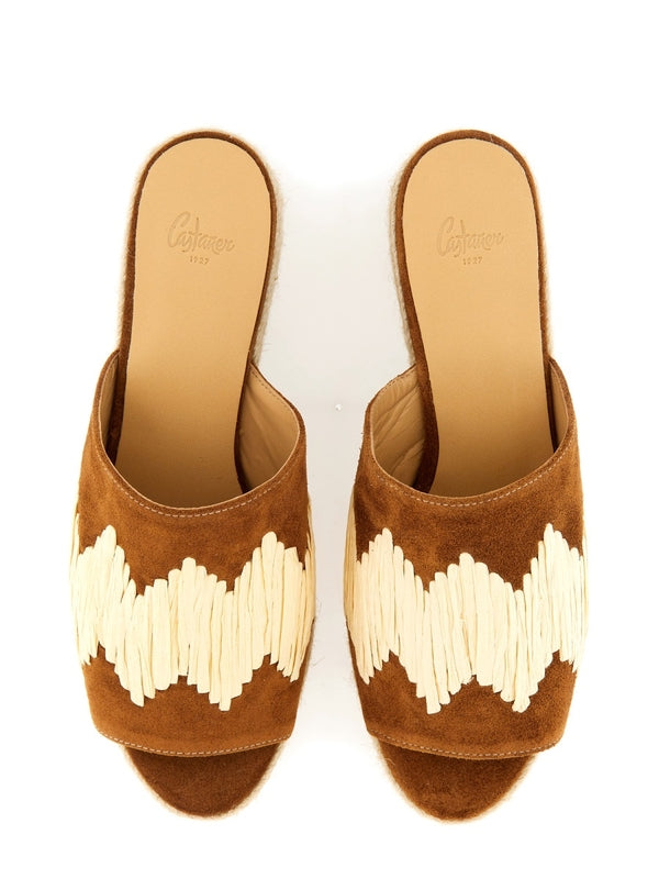 Castañer Brown Beige Wedge Sandals