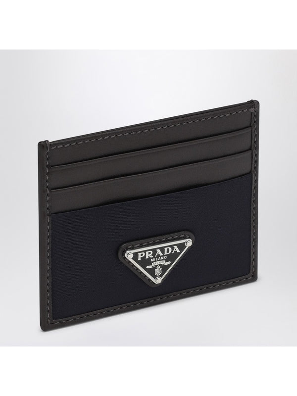 Triangle Logo Nylon Leather Wallet