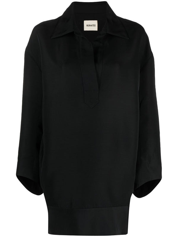 Kal Open Collar Shirt Dress